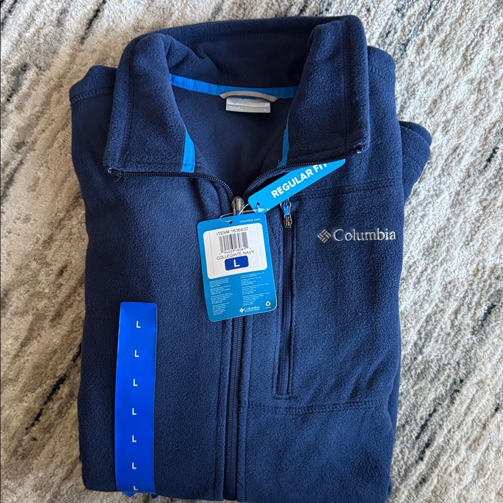 Columbia Men’s Thompson Peak Full Zip Fleece Jacket Collegiate Navy Blue Large L